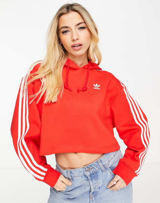 Adidas originals 3 shop stripe cropped hoodie