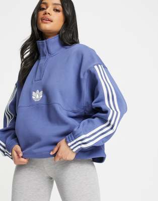 adidas originals three stripe sweatshirt in blue