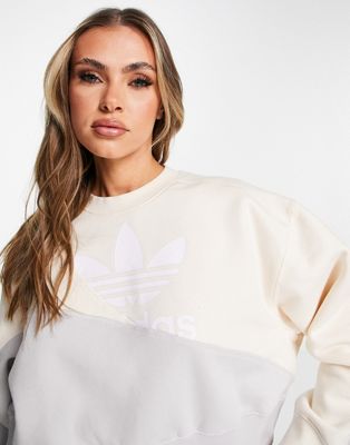 adidas Originals adicolor bold mixed materials sweatshirt in grey - ASOS Price Checker