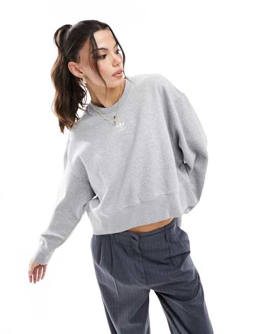 Adidas originals essential sweatshirt grey sale