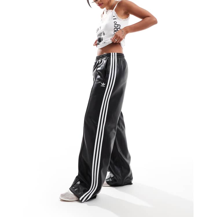 adidas Originals Adicolour faux leather track pants in black