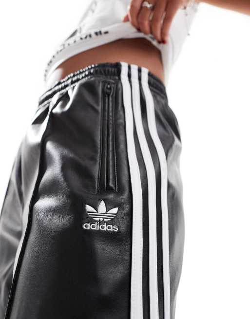 adidas Originals Adicolour faux leather track pants in black