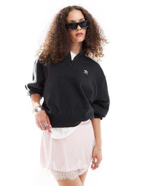 adidas Originals Adicolour half zip jacket in black - view 1