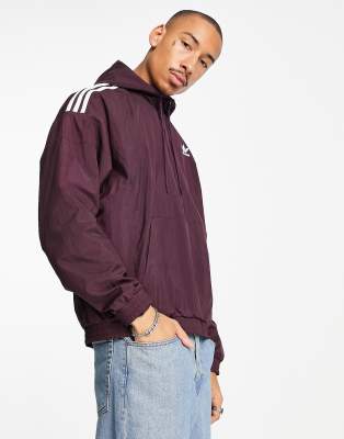 adidas Originals Adicolour hooded windbreaker jacket in dark red