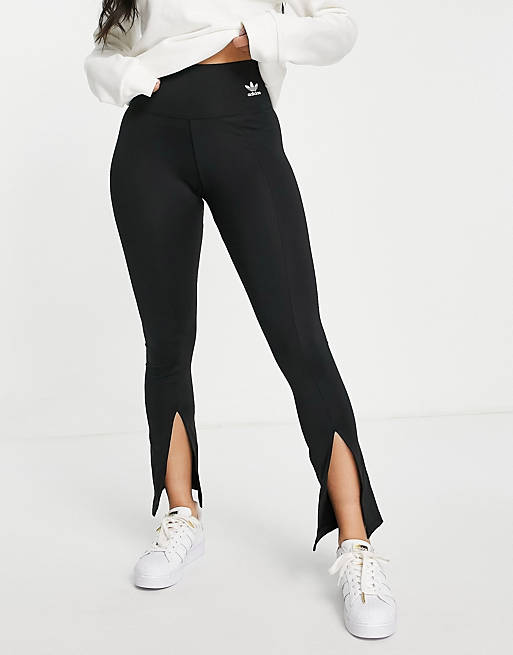 Trousers & Leggings adidas Originals adicolour open hem leggings in black 