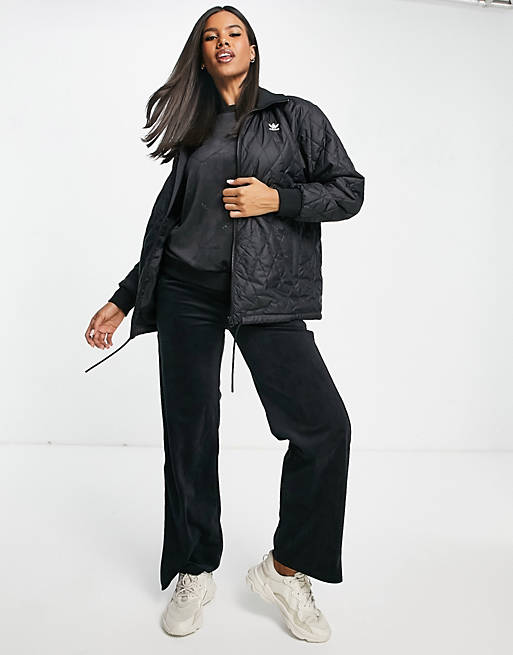 Women adidas Originals adicolour quilted jacket in black 