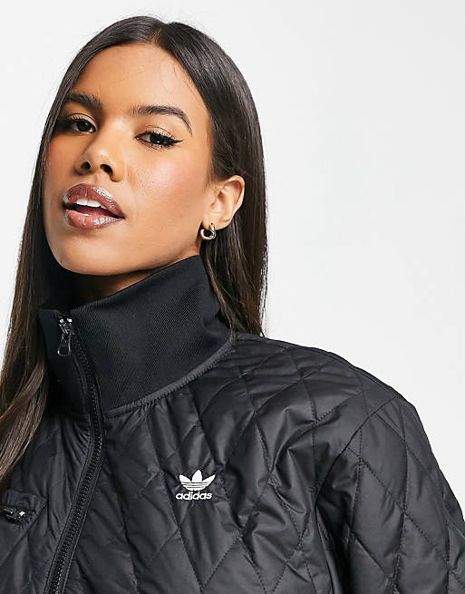 Women adidas Originals adicolour quilted jacket in black 