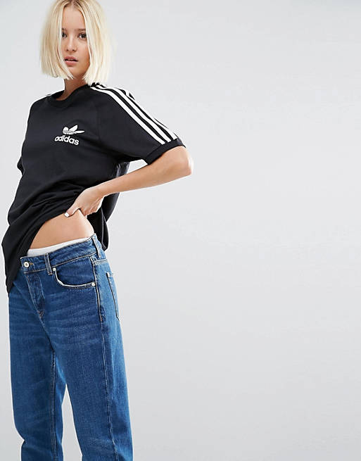 Adidas Originals - Adicolour - T-shirt coupe boyfriend à 3 rayures