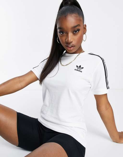 adidas Originals - Adicolour - T-shirt met drie strepen in wit