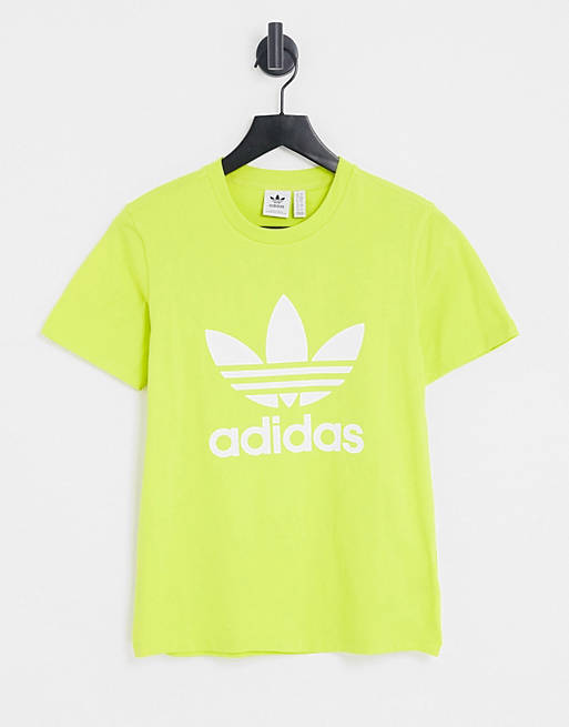 adidas Originals - Adicolour - T-shirt met groot logo in limoengroen