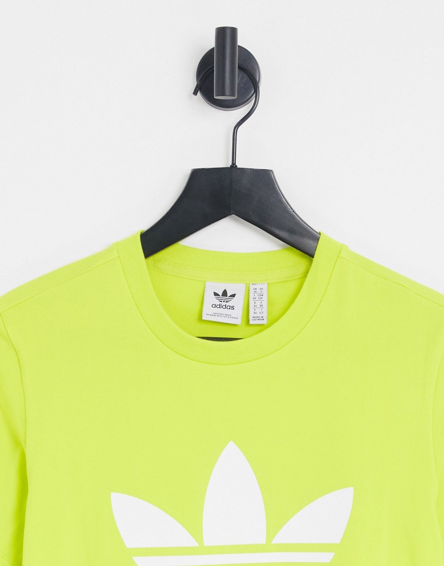 adicolour - T-shirt verde lime con logo grande-Bianco - adidas Originals T-shirt donna  - immagine2