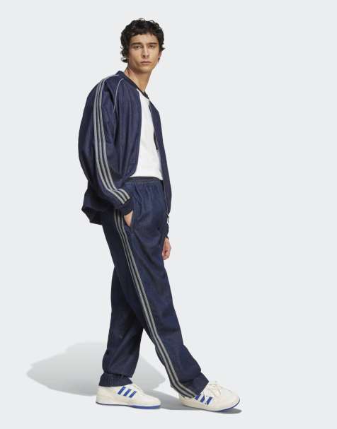 adidas Originals Adidas adicolor loose trackpant denim stone in indigo denim