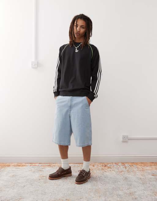 adidas Originals Adidas adicolor piping crewneck sweatshirt in black / white