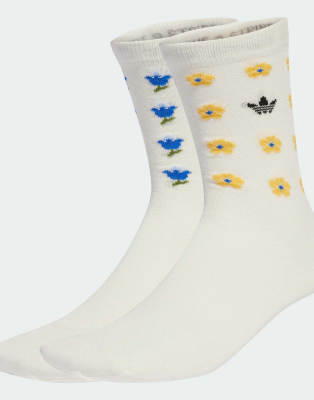adidas Originals - Adidas originals x liberty london - 2 Paar Crew-Socken in Wollweiß
