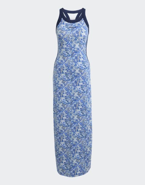 adidas Originals Adidas originals x liberty london tonal maxi dress in multicolor / chalk white / amb - view 1