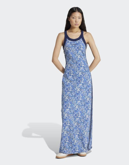 adidas Originals Adidas originals x liberty london tonal maxi dress in multicolor / chalk white / amb