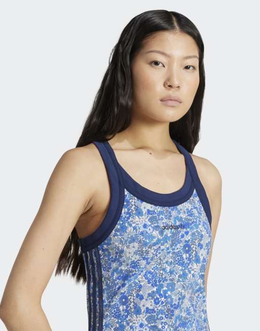 adidas Originals Adidas originals x liberty london tonal maxi dress in multicolor / chalk white / amb