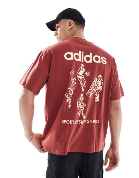 adidas Originals Adidas sport design studio players graphic tee in preloved ruby / warm vanilla - view 1
