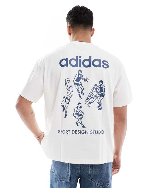 adidas Originals - adidas Sport Design Studio Players - T-shirt met grafische print in wit / inktblauw