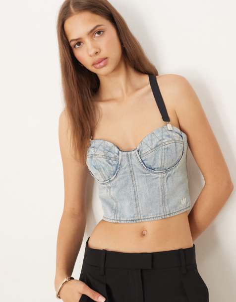 adidas Originals Adidas x jeremy scott denim bustier in indigo denim - view 1