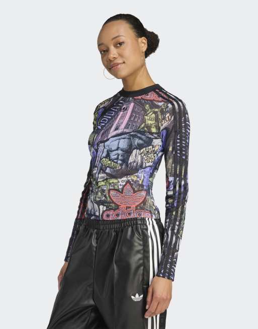 adidas Originals – adidas x Jeremy Scott – Mehrfarbiges Shirt aus Power-Mesh