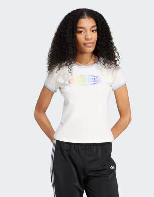 adidas Originals - adidas x Jeremy Scott - Schmal geschnittenes T-Shirt in Cloud White mit Grafik-Weiß