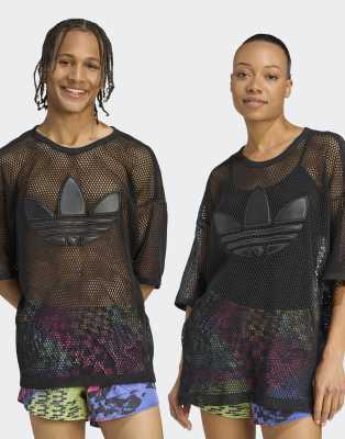 adidas Originals - adidas x Jeremy Scott - T-Shirt aus Netzstoff in Schwarz