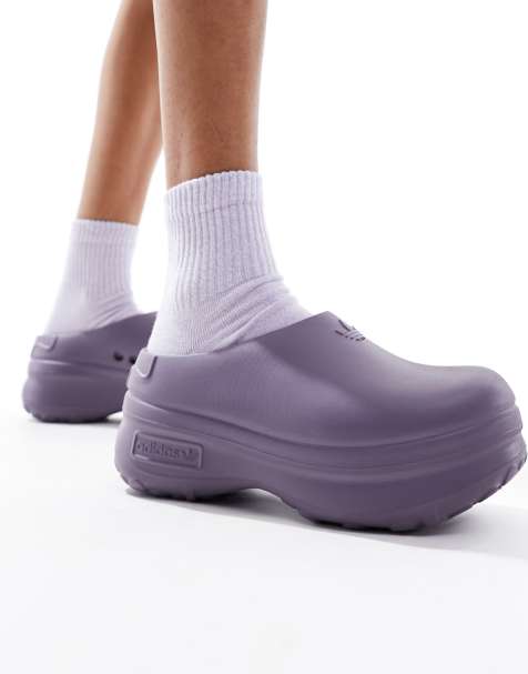 adidas Originals adifom stan mules in violet - view 1