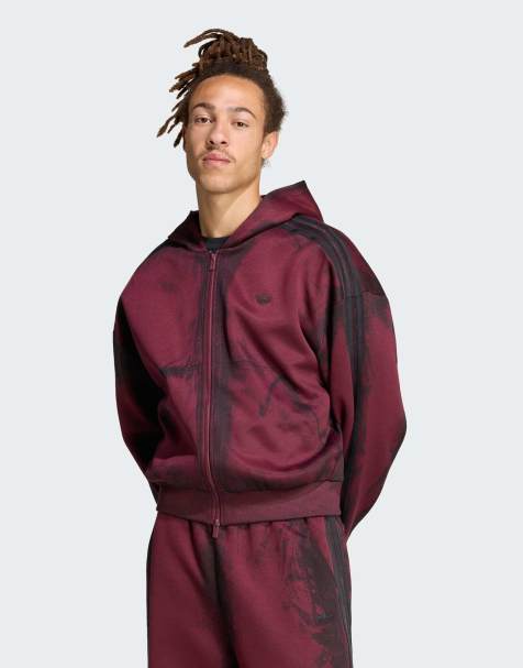 adidas Originals Adilenium 6 hoodie met volledige rits in bordeauxrood - view 1