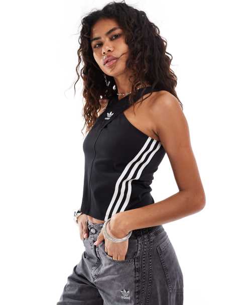 adidas Originals – Adilenium – Czarny top bez rękawów z dekoltem halter - view 1