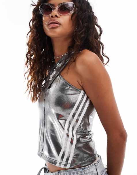 adidas Originals – Adilenium – Metaliczny top bez rękawów z dekoltem halter - view 1