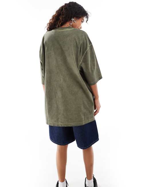 adidas Originals – Adilenium – Oliwkowy T-shirt oversize z