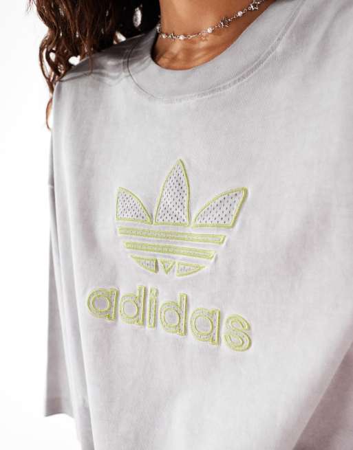 adidas Originals Adilenium Oversize T Shirt in Grau mit Kleeblatt Logo ASOS