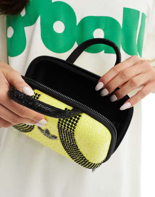 adidas Originals Adilenium premium rhinestone and sequin clutch bag in lime