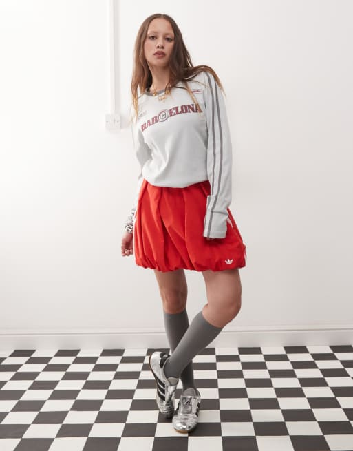 adidas Originals Adilenium Season 3 bubble mini skirt in red | ASOS