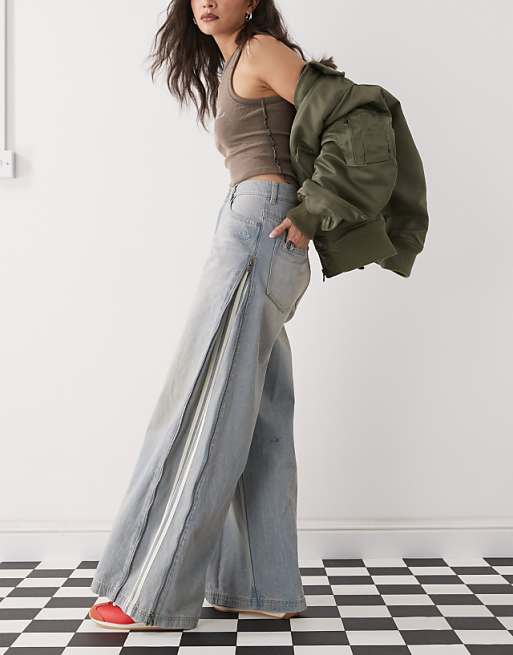 adidas Originals Adilenium Season 3 side zip jeans in light adidas Originals Adilenium Season 3 side zip jeans in light