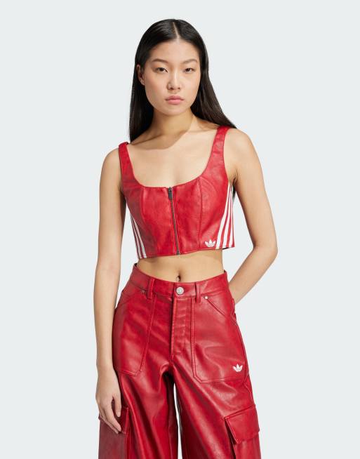 adidas Originals – Adilenium Season 3 Vintage – Czerwony top z imitacji skóry