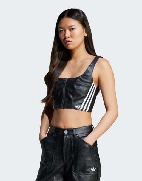 adidas Originals Adilenium Season 3 Vintage Faux Leather Top in black - view 1