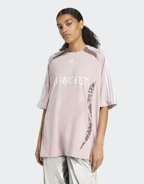 adidas Originals Adilenium season 4 teamgeist oversized jersey in new rose
