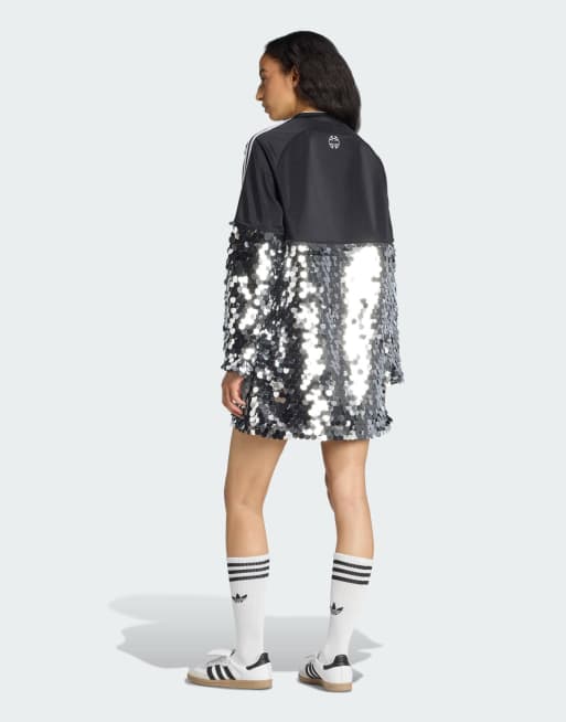adidas Originals Adilenium season 4 teamgeist sequins mini dress in black