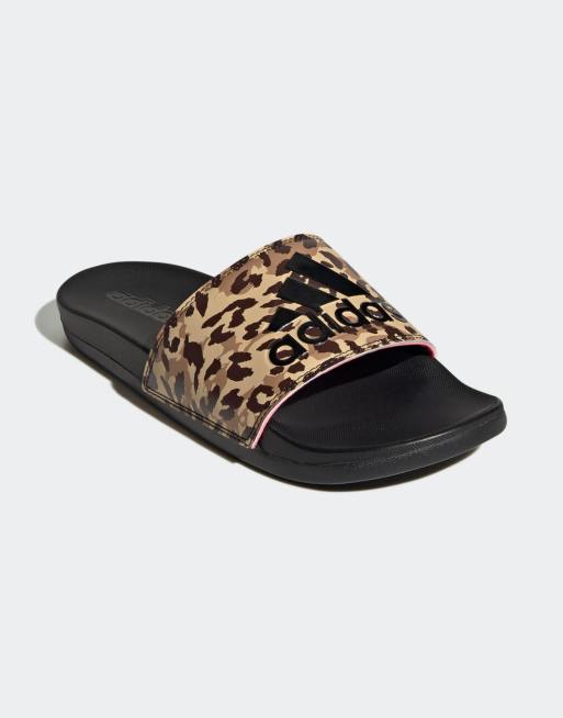 adidas Originals adilete sliders in leopard print