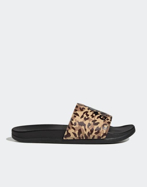 Adilette cheap leopard slides