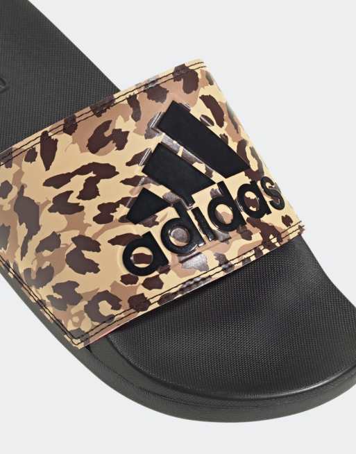 Adidas slides leopard discount print