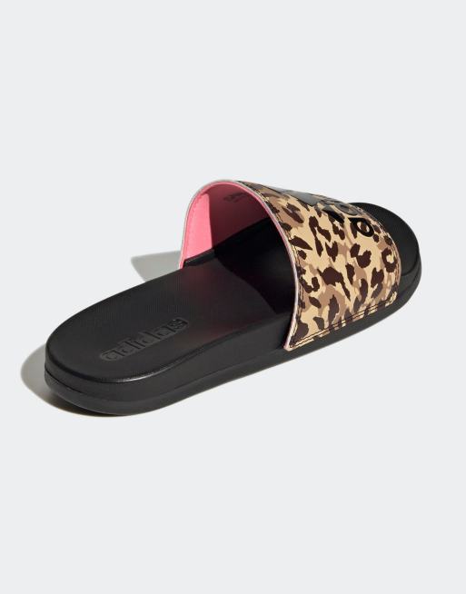 adidas Originals adilete sliders in leopard print