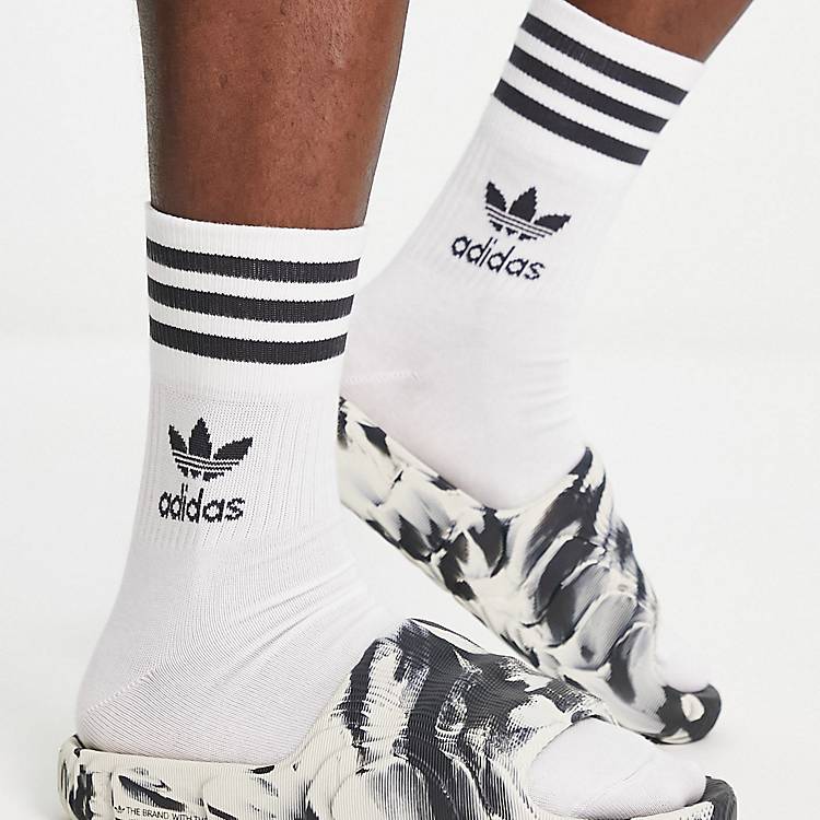 adidas Originals Adilette 22 sliders in black and white | ASOS
