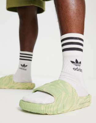 adidas Originals Adilette 22 sliders in green camo