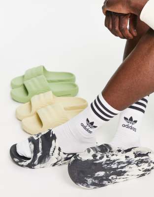 adidas Originals Adilette 22 slides in black marble - ASOS Price Checker