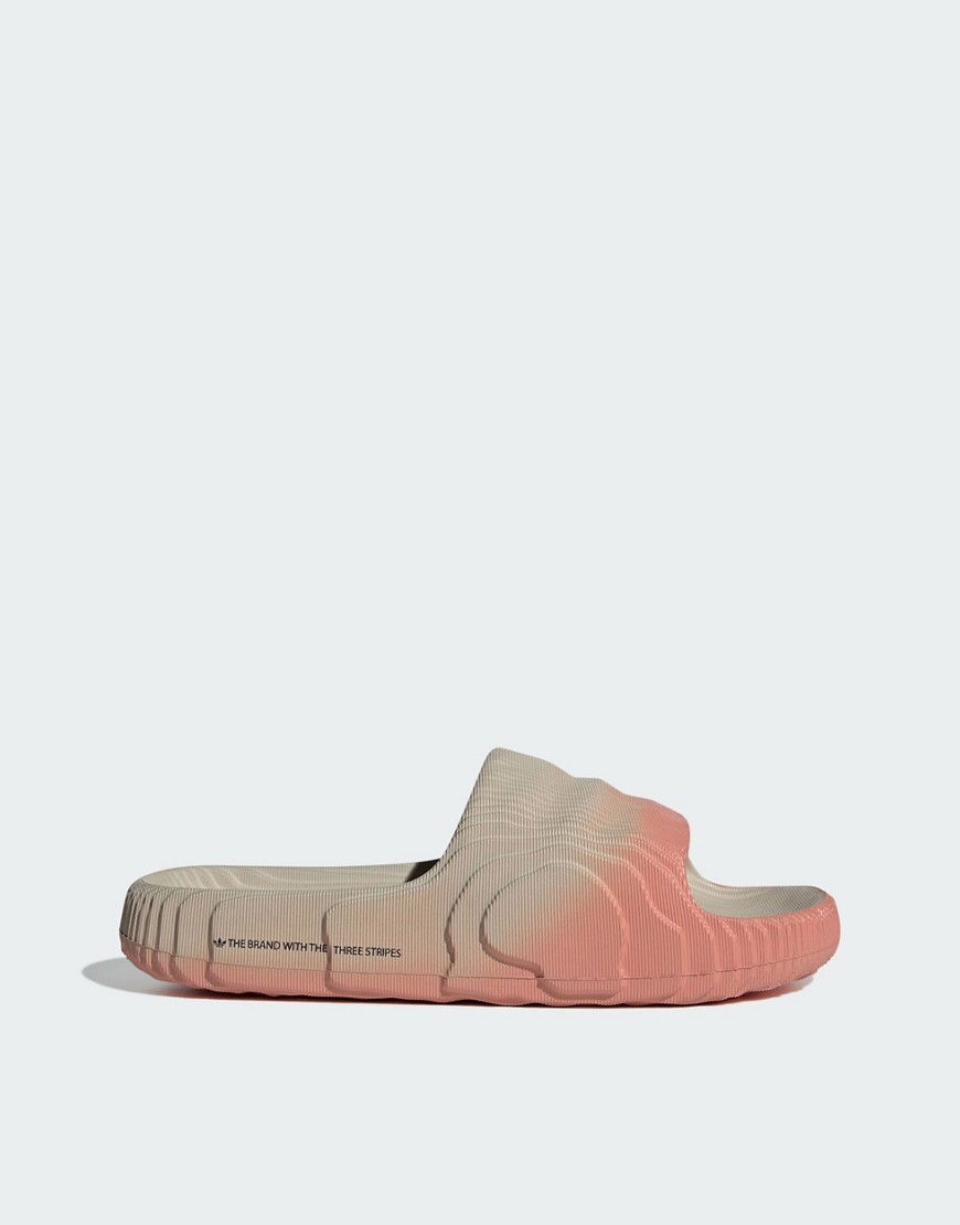 Adidas Originals Adilette 22 Slides In Ombre Clay And Brown-neutral