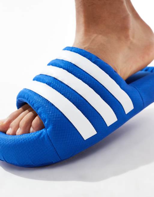 Adidas blue sliders hotsell