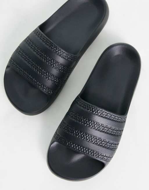 Adidas originals adilette slides in black toweling on sale